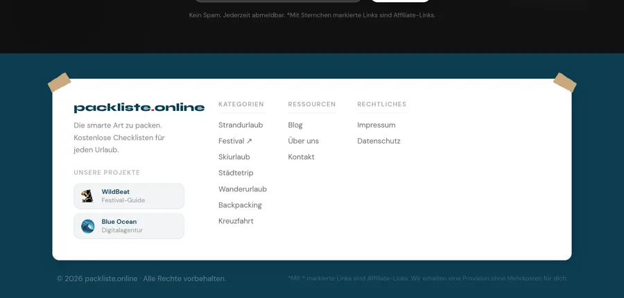 Packliste.online – Urlaubs-Checkliste